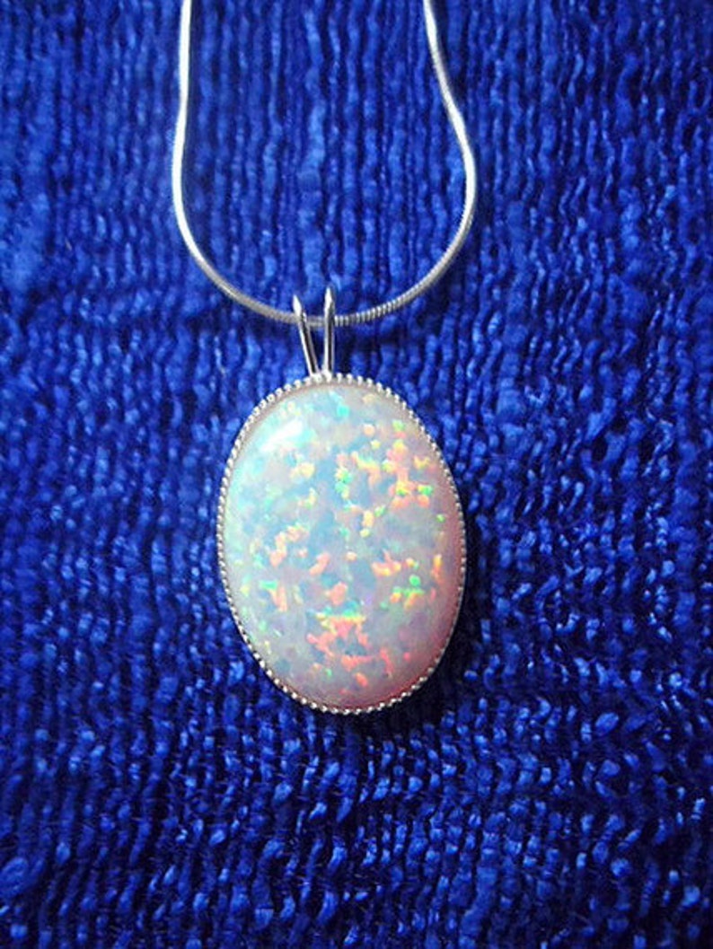 White Opal Pendant Necklace Sterling Silver Anniversary - Etsy