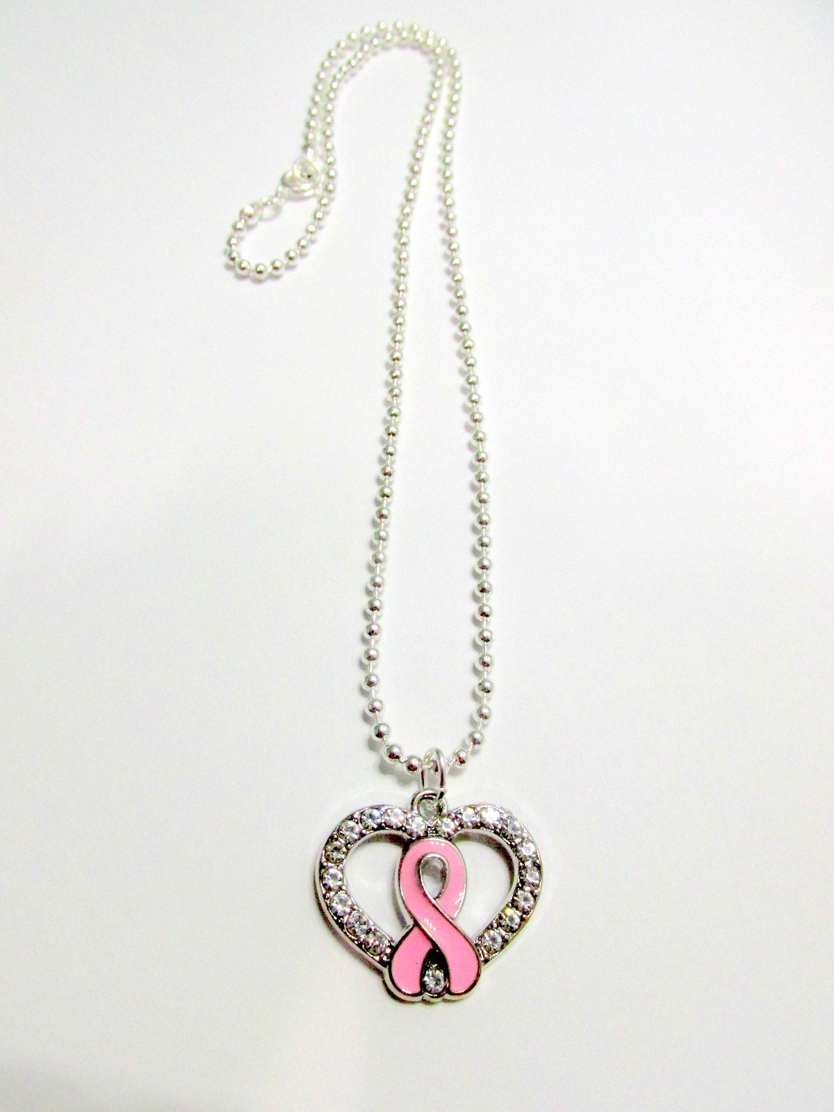 Pink Ribbon Necklace, Breast Cancer Pendant, Breast Cancer Necklace