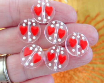 Valentines Heart Beads: 15mm Acrylic Love Beads, DIY Jewelry, Set of 12