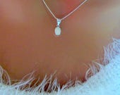 Opal pendant necklace, white opal jewelry, silver necklace, petite opal jewelry, october birthstone, gift for her, welo opal, genuine opal