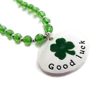 Shamrock Necklace: St. Patrick&#39;s Day Green Beaded Clover Pendant