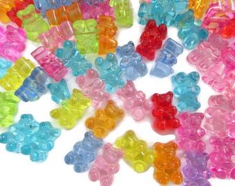 Gummy Bear Beads: Transparent Acrylic Teddy Bear Charms (12x8x6mm)