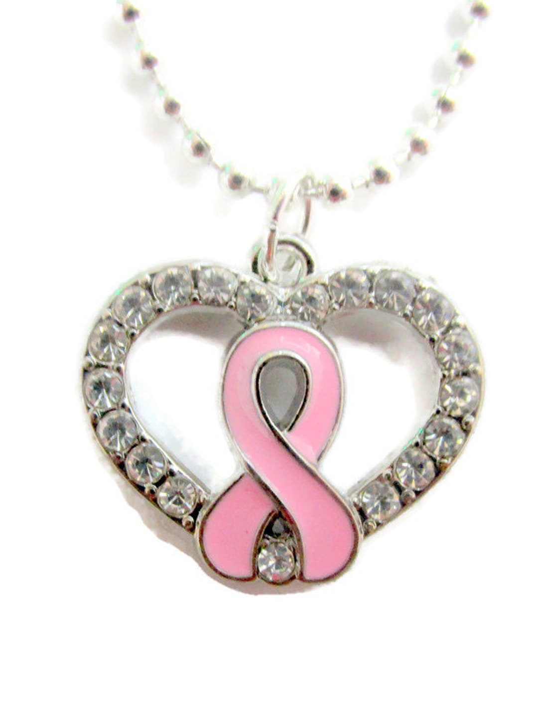 Pink Ribbon Necklace, Breast Cancer Pendant, Breast Cancer Necklace