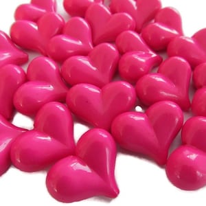 Valentines Heart Beads, Acrylic Heart Beads, Puffy Heart Beads, DIY Bracelet, Hot Pink Beads, Bulk Beads, Loose Beads, Chunky Heart Beads