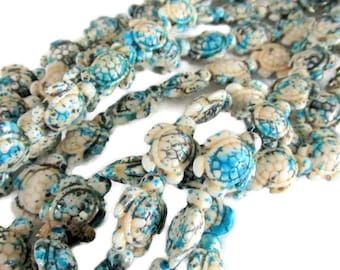 Colorful Stone Turtle Beads: Ocean Theme DIY Jewelry Splashed Howlite Sea Turtle