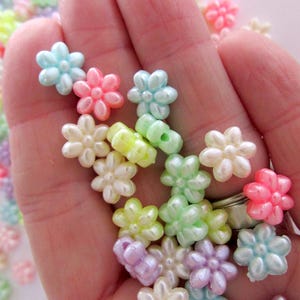 Pearlized Acrylic Flower Beads 13mm: DIY Jewelry Making, Mixed Colors (50pc Bulk)