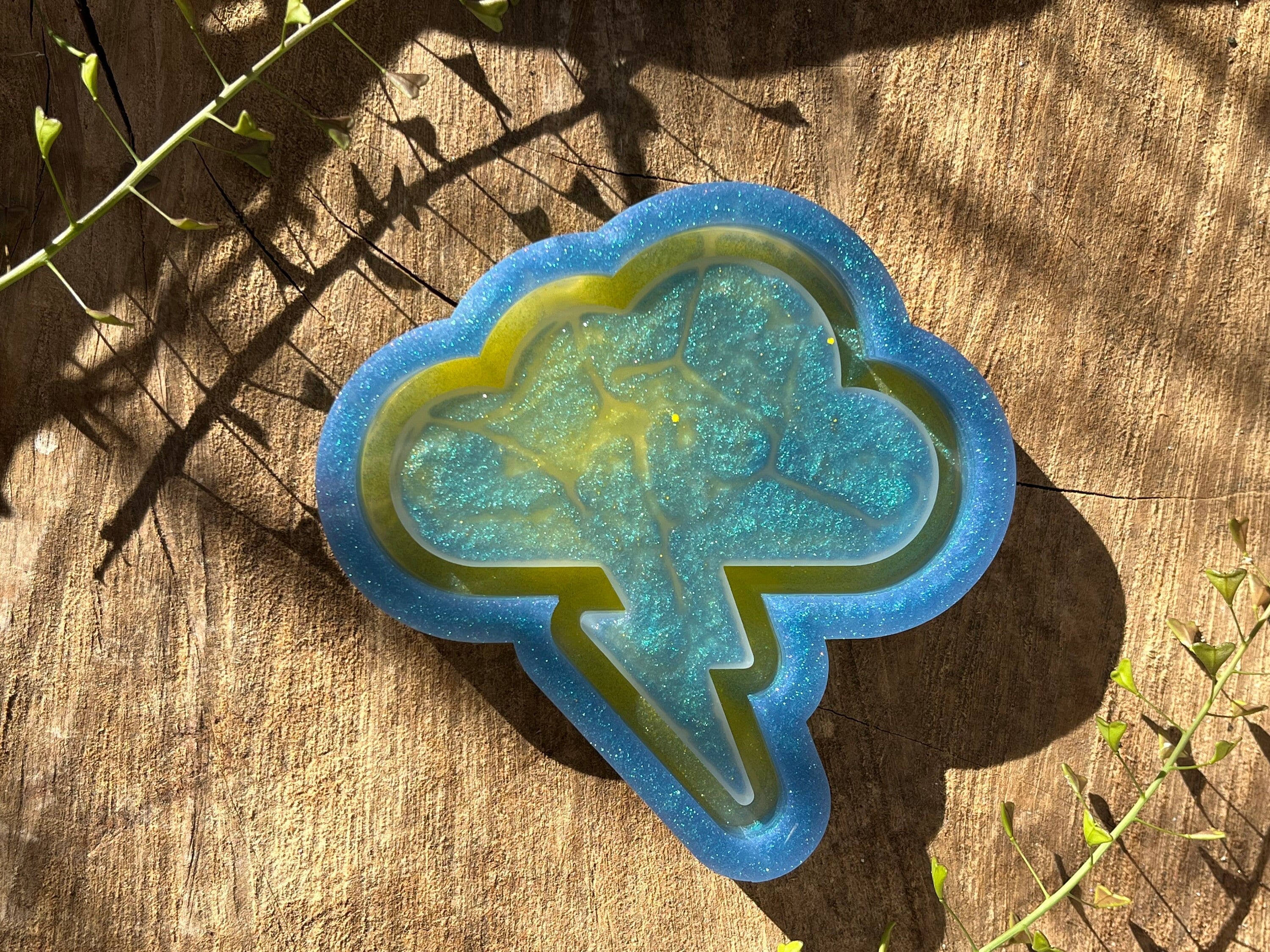 Clear Silicone Molds for Resin Predomed XL Deluxe Rain Thunder Cloud  Earrings Weather Raindrop 