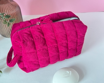 Neceser de algodón - Organizador de maquillaje de viaje, neceser burdeos