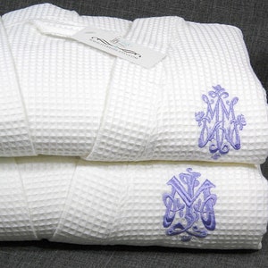 2nd cotton anniversary gift Couples monogram robes jfyBride 1606 Set of 2 Robes Lavender