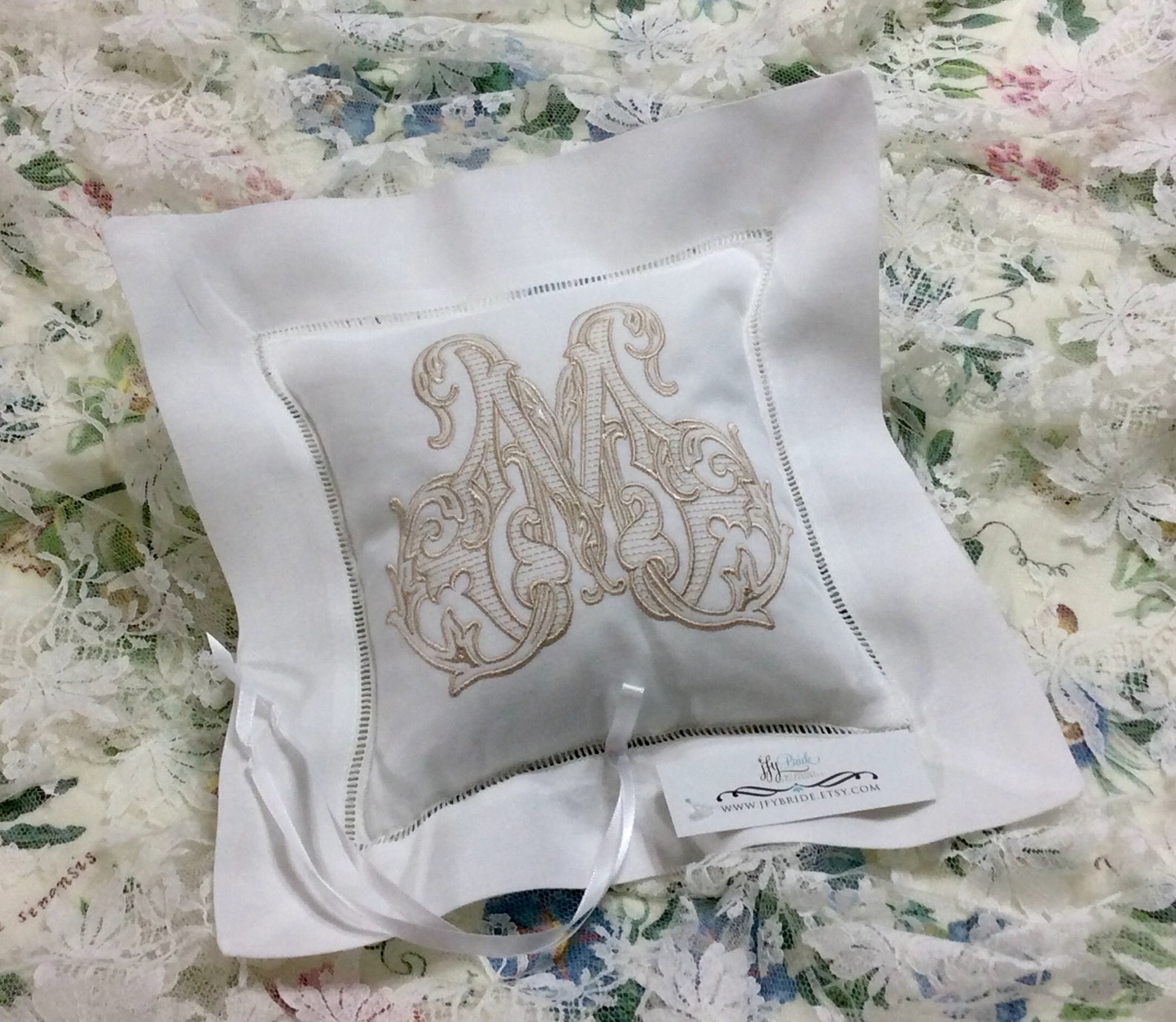 Monogrammed Ring Bearer Pillow Embroidered With Single Etsy