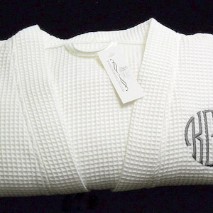 Monogrammed Robe, Waffle Weave Robe, Personalized Robe, Cotton Anniversary Gift for him, Second Anniversary, CS