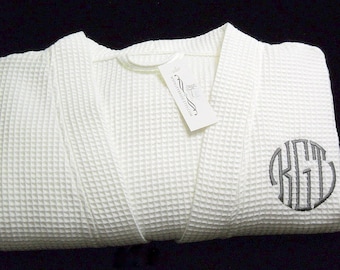 Monogrammed Waffle Weave Robe, Cotton Anniversary Gift