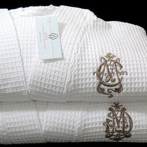 2nd cotton anniversary gift Couples monogram robes jfyBride 1606 Set of 2 Robes