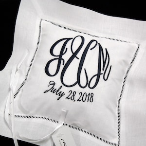 Ring bearer pillow linen custom monogram wedding ring cushion jfyBride Style 5211