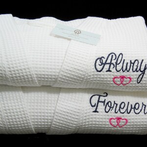 Monogram cotton robes 2nd anniversary gift for him or her jfyBride 1801 Set of 2 Robes
