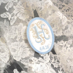 Something blue for bride, monogrammed label for brides dress, sweet bridal shower gift jfyBride Style 1006 image 1