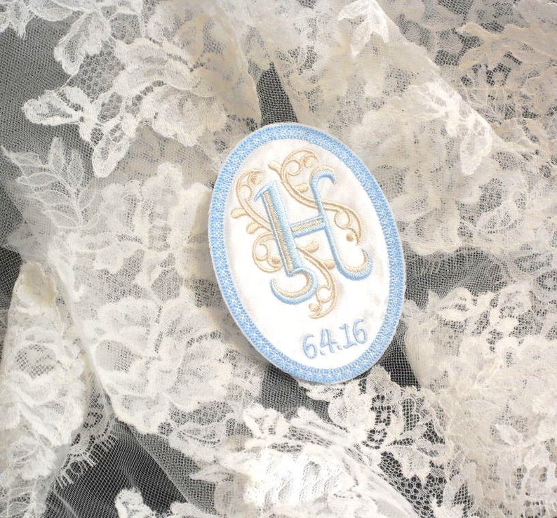 Something blue for bride, monogrammed label for brides dress, sweet bridal shower gift jfyBride Style 1006 image 1