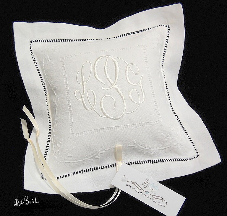 Ring bearer pillow personalized with embroidered monogram Etsy