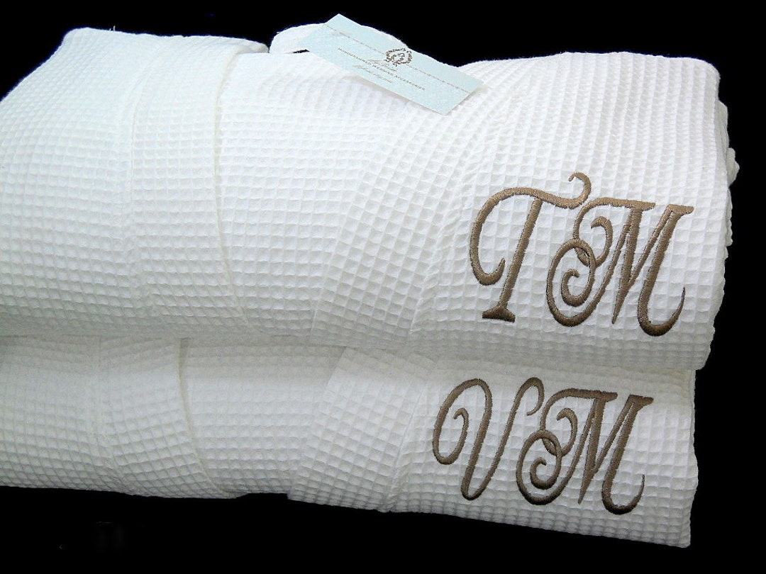 Monogram His and Hers Couples Robes Personalized Cotton Anniversary