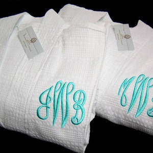 Couples personalized waffle weave robes Cotton anniversary gift Monogram bathrobes jfyBride 1711 Set of 2 Robes