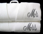Monogram Mr and Mrs robes Cotton anniversary gift personalized bathrobes Wedding day robes jfyBride 1514 Set of 2 Robes