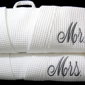 Monogram Mr and Mrs robes Cotton anniversary gift personalized bathrobes Wedding day robes jfyBride 1514 Set of 2 Robes