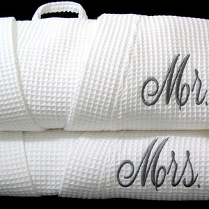 Monogram Mr and Mrs robes Cotton anniversary gift personalized bathrobes Wedding day robes jfyBride 1514 Set of 2 Robes image 1