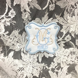 Something blue for bride monogram wedding dress label Bridal shower gift jfybride Style 1013