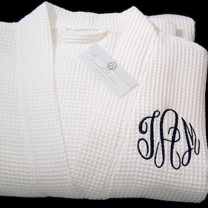 Cotton anniversary gift for him Monogram cotton bathrobe Personalized waffle weave robe jfyBride 1720MC