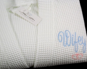 Cotton Anniversary gift for her Monogram robe personalized with wifey 2nd anniversary gift jfyBride