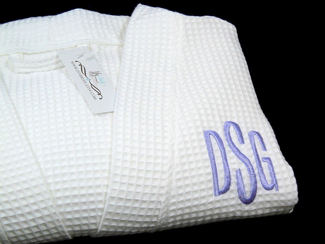 Personalized Cotton Waffle Weave Robe, Monogrammed Mens Robe, Kimono Bathrobe Jfybride Etsy