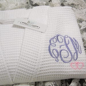 Bata de algodón con monograma para mujer, bata de baño personalizada para ella jfyBride 1728