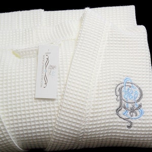 Monogrammed waffle weave robe Personalized cotton anniversary gift for her 2nd anniversary jfyBride