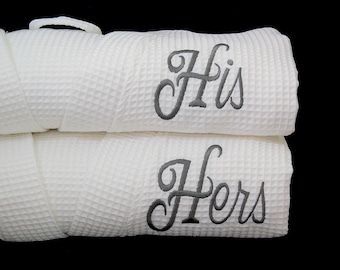 Couples his and hers cotton waffle robes 2nd anniversary gift for him or her jfyBride Set of 2 Robes