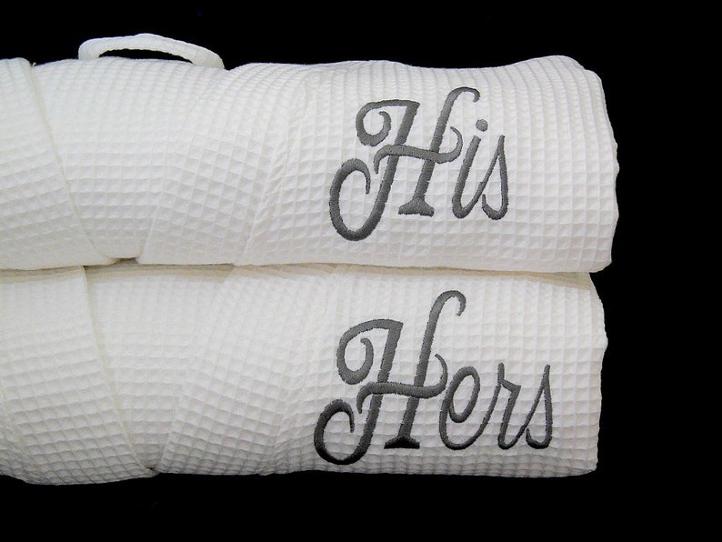 Couples His And Hers Cotton Waffle Robes 2nd Anniversary Gift Etsy