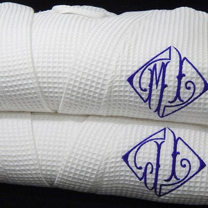 Cotton anniversary gift Anniversary gift for her His and hers personalized robes Monogram Waffle Bathrobes jfyBride 1601 Set of 2 Robes