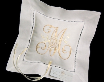 Irish linen ring bearer pillow personalized with monogram jfyBride Style 5204