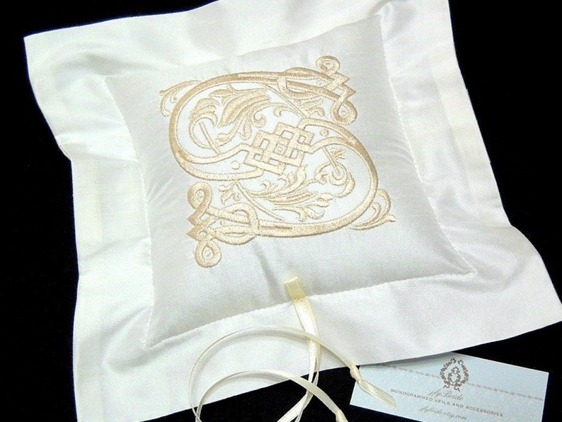 Silk ring bearer pillow with personalized Celtic monogram Etsy
