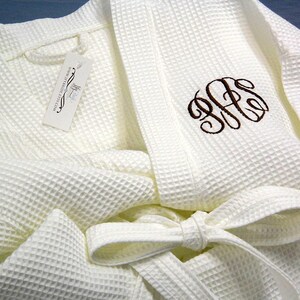 Kimono largo de algodón personalizado para él, regalo de aniversario. Bata tipo kimono con monograma y tejido gofre. jfyBride