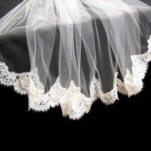 Elbow Length Veil embellished with Alencon Lace image 2