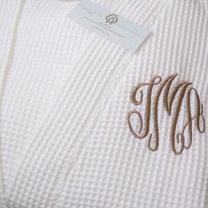 Cotton Anniversary Gift for her, Cotton Anniversary gift for him, Second Anniversary gift, Monogrammed Robe,  Waffle Robe, Bathrobe, 1728