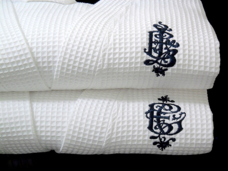 Cotton waffle weave spa robes 2nd anniversary gift for men or women jfyBride 1603 Set of 2 Robes