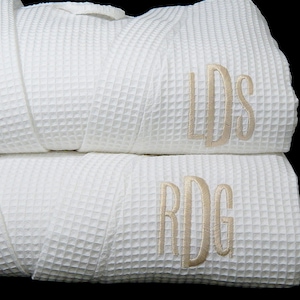 Couples Waffle Weave robes Personalized cotton anniversary gift Monogrammed bathrobes jfyBride Set of 2 Robes