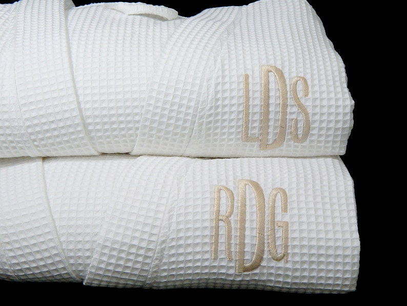 Couples Waffle Weave robes Personalized cotton anniversary gift Monogrammed bathrobes jfyBride Set of 2 Robes