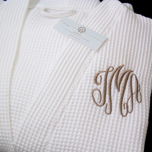 Cotton Anniversary Gift for her, Cotton Anniversary gift for him, Second Anniversary gift, Monogrammed Robe,  Waffle Robe, Bathrobe, 1728