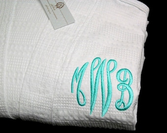 Monogram robe Gift for her Wedding day robe Cotton anniversary gift Second anniversary gift Personalized waffle spa robe jfyBride 1722EMP