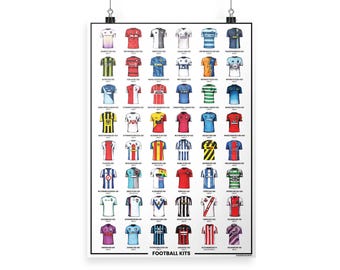 Hand Drawn Football Jersey Art Print Volume 1, Vintage Soccer Collector Poster