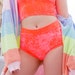 Neon Crushed Velvet Highwaist Cheeky Shorts in Yellow main image 1