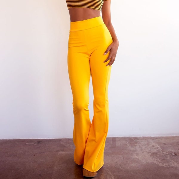 Yellow Bell Bottoms Etsy
