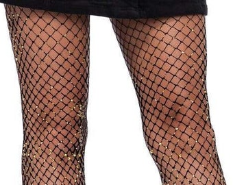 gold fishnet stocking